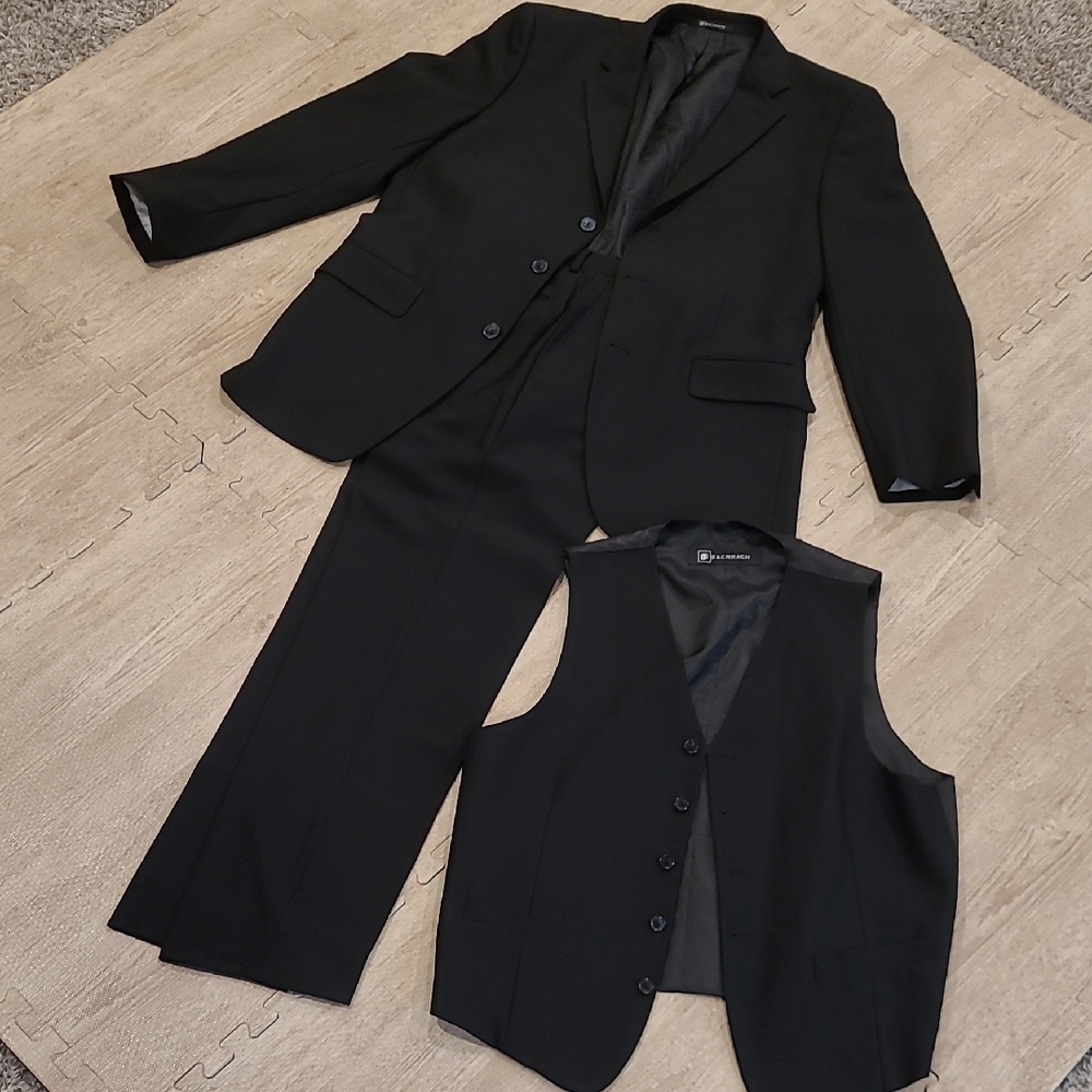 3 Piece Black Men's Suit Bachrach